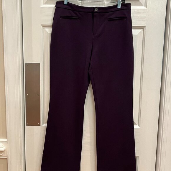 Coldwater Creek Natural Fit Flare Leg Plum Stretch Knit Pants ~ Women's Size 14P - Picture 1 of 8